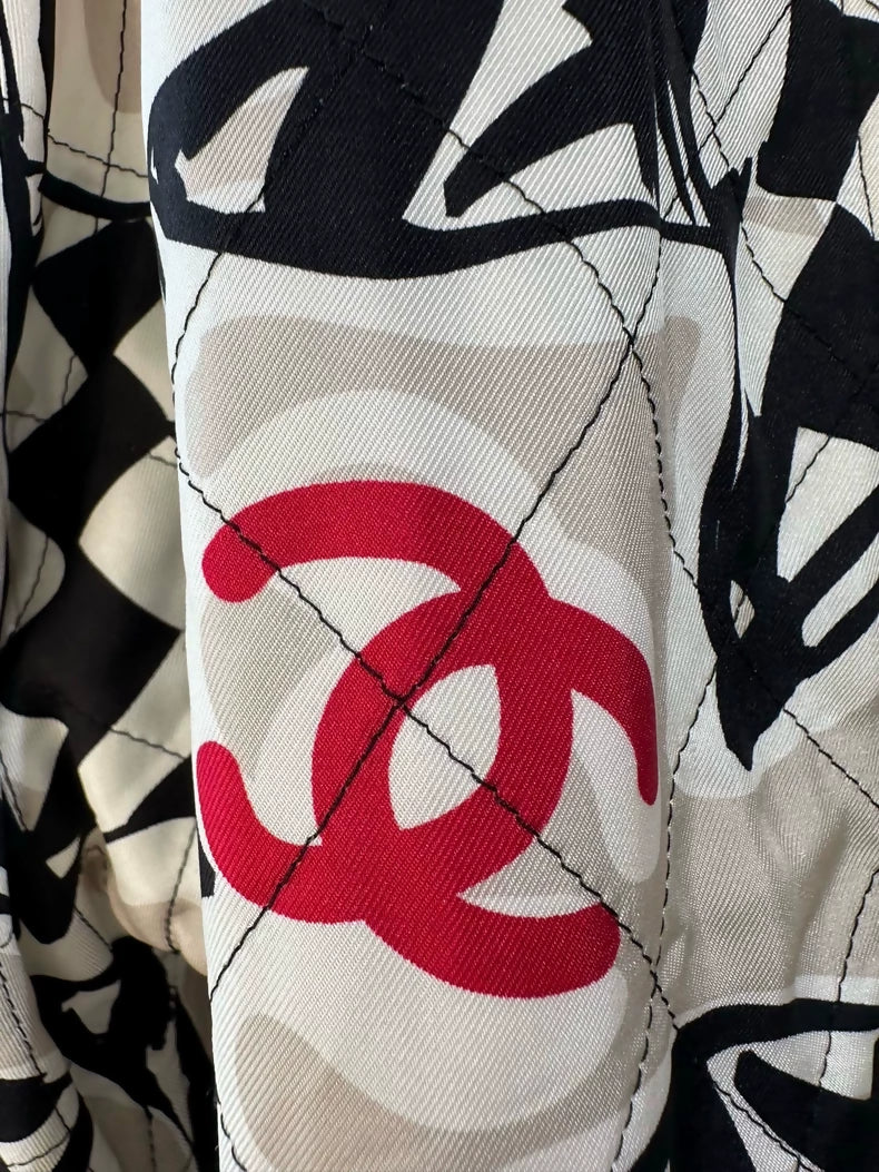 Chanel 23P black and white checkered silk jacket