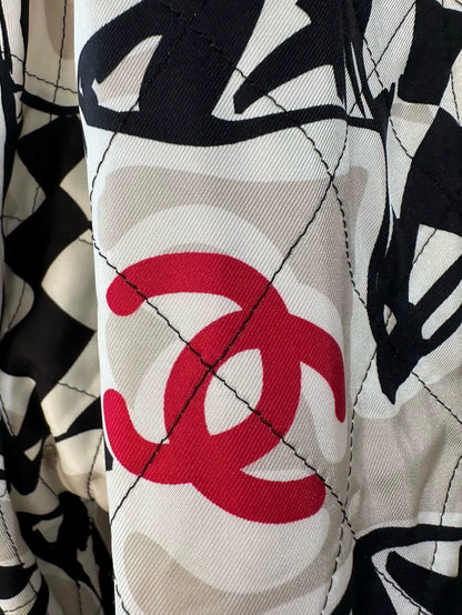 Chanel 23P black and white checkered silk jacket