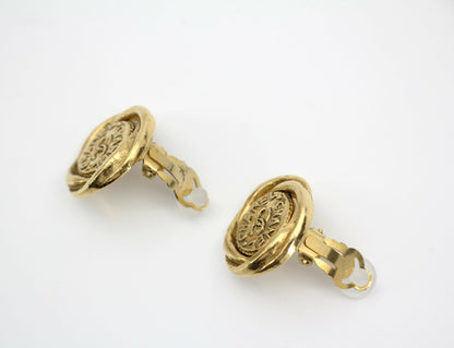 Chanel Vintage 86 Gold-plated Twisted Double Chanel Round Clip-on Earrings