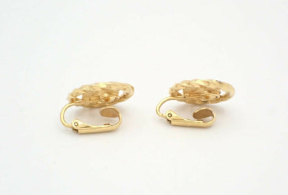 Chanel Vintage Rhinestone Gold Plated CC Logo Clip-on Earrings