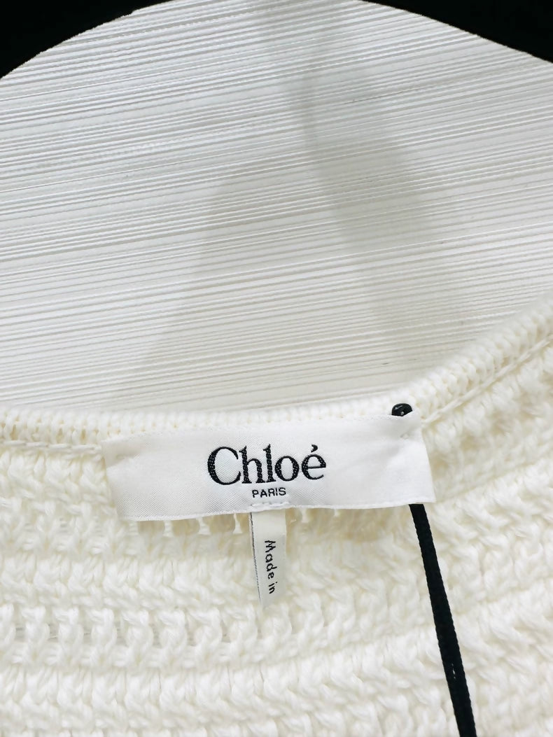 Chloe 26 Off-White Floral Embroidery Crocheted Camisole Top
