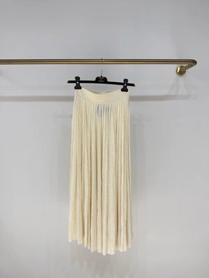 Loro Piana high-waisted virgin wool pleated knit skirt