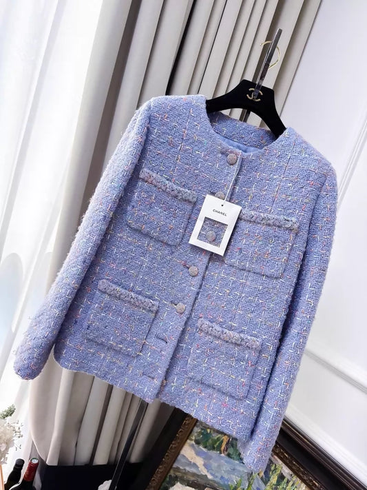 Chanel 25b lavender tweed mixed color jacket