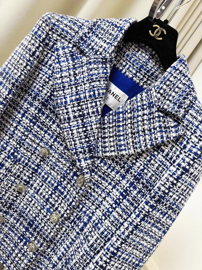 Chanel 20P Blue and White Tweed Jacket