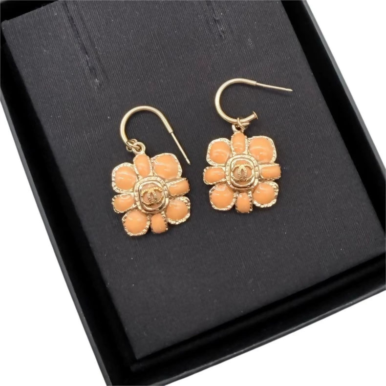 CHANEL enamel pendant earrings