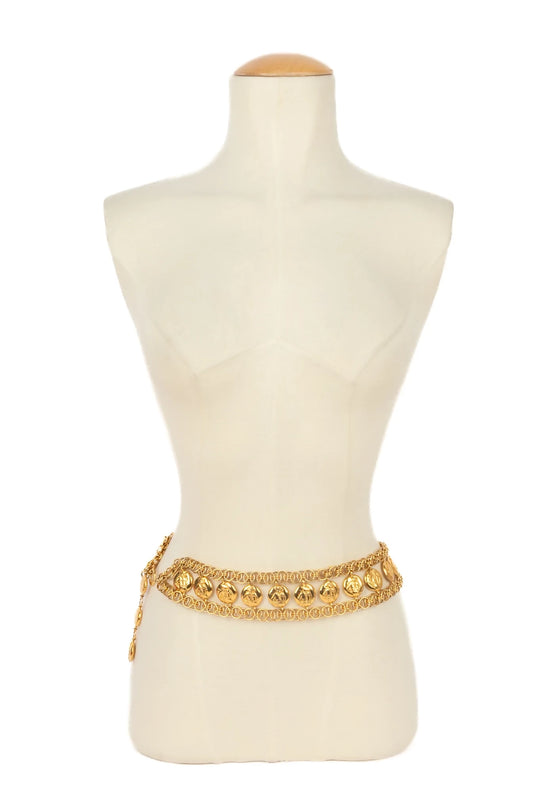 Chanel Vintage 1990’s Gold Chain Belt with Coco Medallions