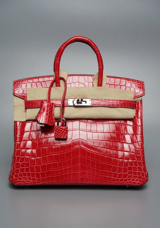Hermes Birkin 25 Rose Extreme Shiny Niloticus palladium hardware