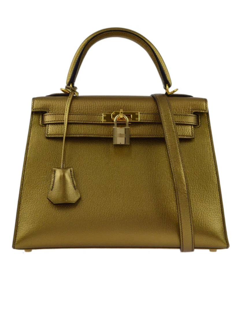 Rare vintage Hermes kelly 25 Sellier Athens Limited Edition Olympic Gold Chevre leather gold hardware