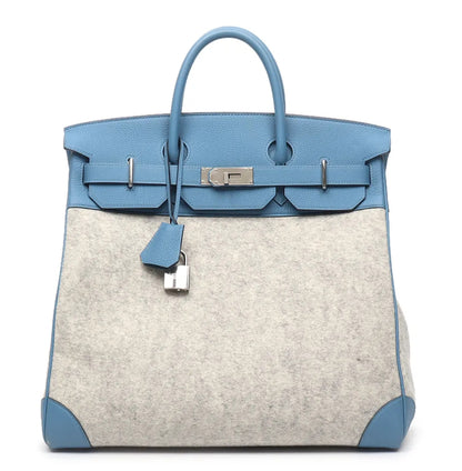 Hermes Birkin HAC 40 Todoo Wool and Blue Togo with Palladium Hardware