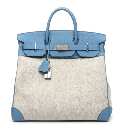 Hermes Birkin HAC 40 Todoo Wool and Blue Togo with Palladium Hardware