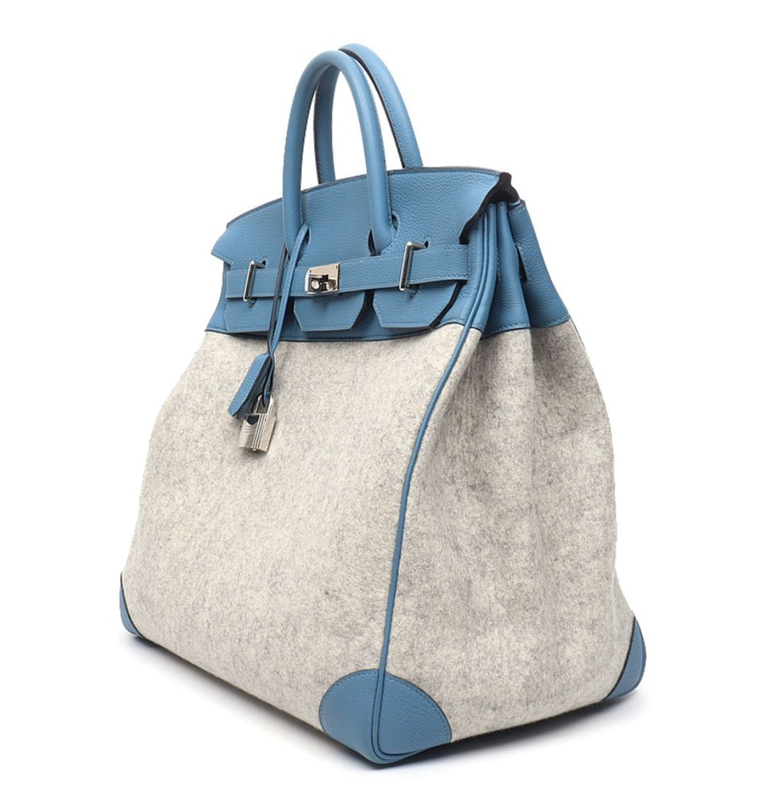 Hermes Birkin HAC 40 Todoo Wool and Blue Togo with Palladium Hardware