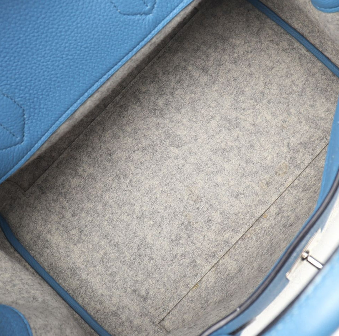 Hermes Birkin HAC 40 Todoo Wool and Blue Togo with Palladium Hardware