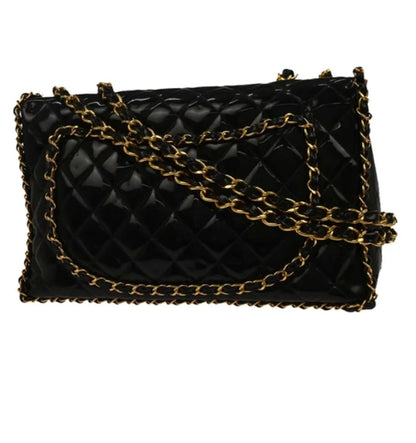 Chanel 1994-1996 Black Patent Leather Maxi Classic Flap Shoulder Bag