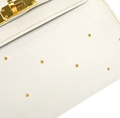 Vintage Hermes Kelly 20 White Graine gold hardware