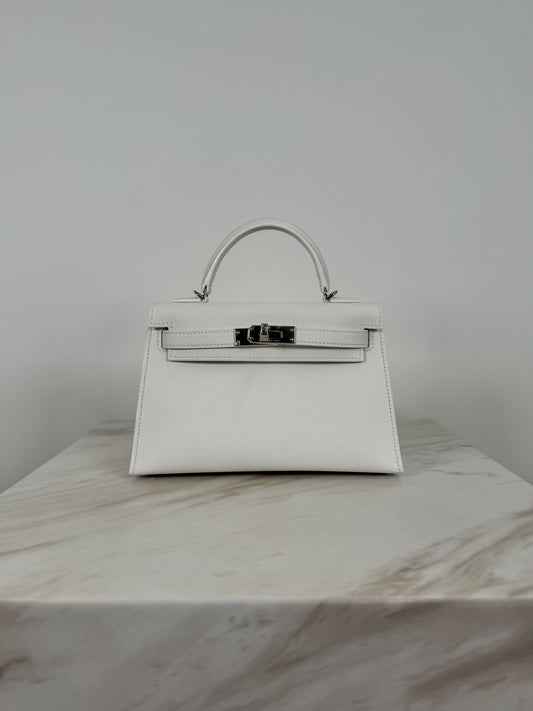 Hermès Kelly 20 New White Epsom PHW G