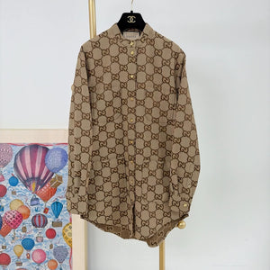 Gucci Double G Monogram Gold Button Shirt Jacket