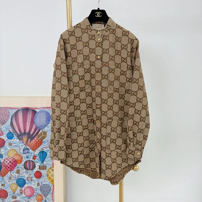 Gucci Double G Monogram Gold Button Shirt Jacket
