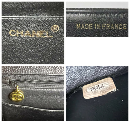 CHANEL VINTAGE 90s BLACK CAVIAR JUMBO KELLY VERTICAL FLAP BAG 24K GHW
