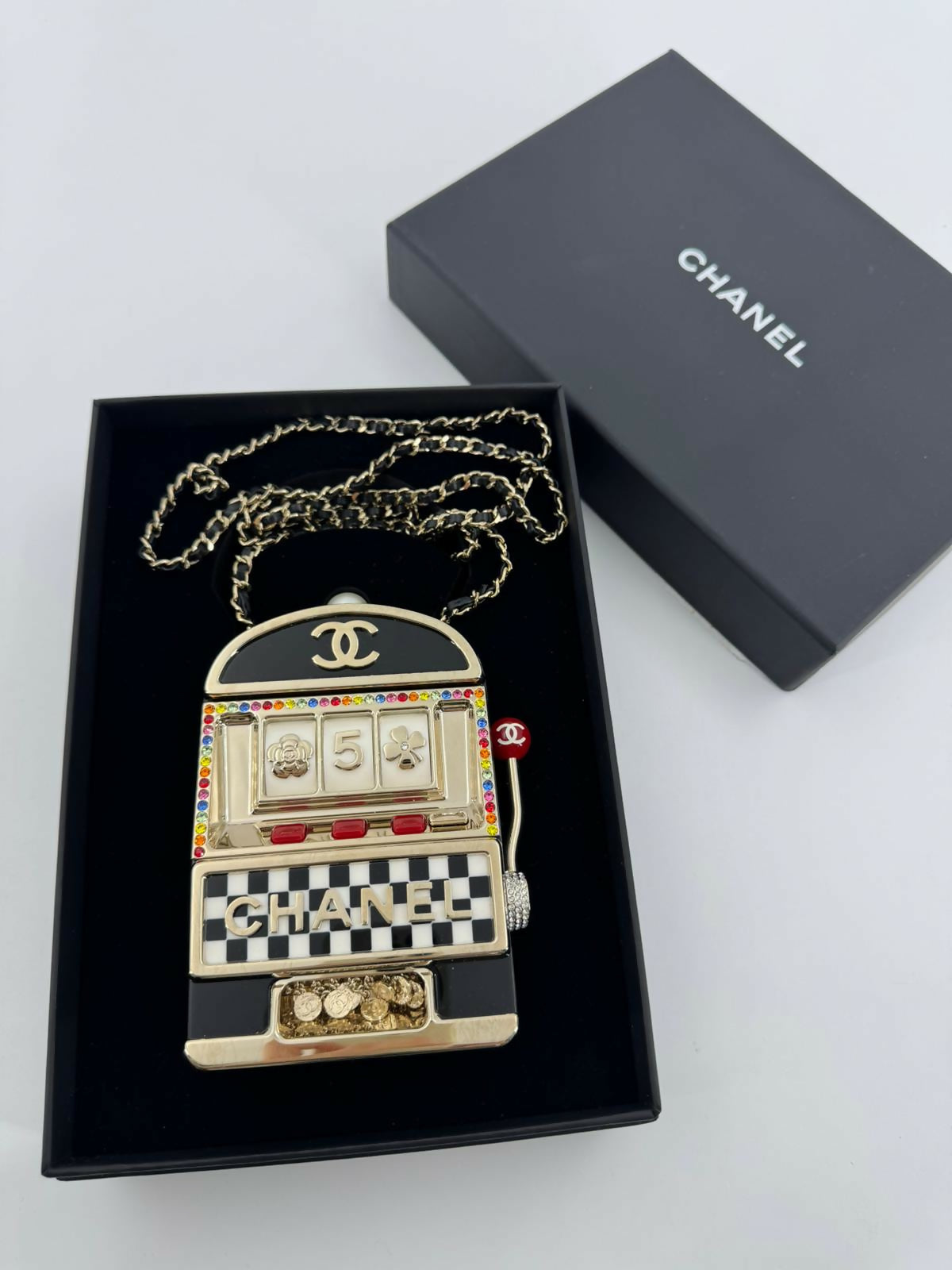Chanel 2023 Plexiglass Resin and Rhinestone Multicoloured Slot Machine Minaudière Bag