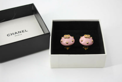 Chanel Vintage 96C Resin Pink Bean Clip-on Earrings