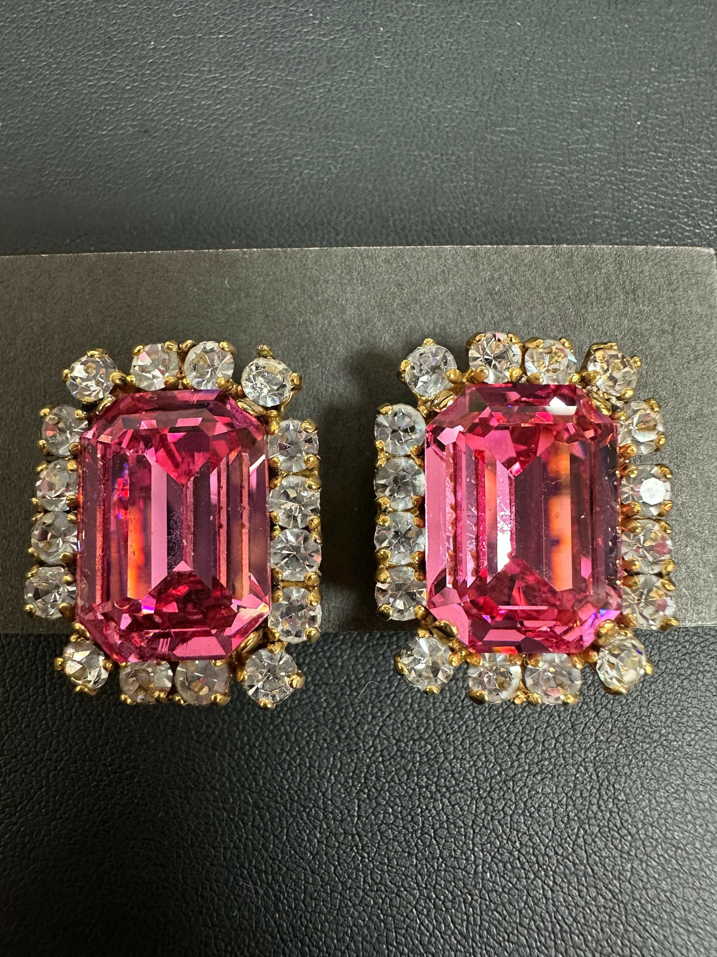 Chanel Vintage 95P Rhinestone Barbie Pink Clip-on Earrings