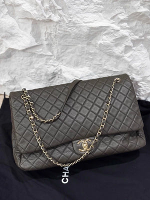 Chanel Maxi flap bag CF large grey-green airport bag
