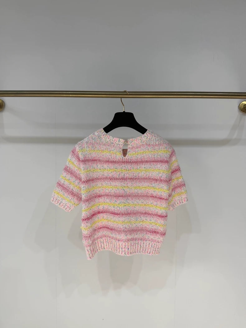 Chanel 24C Pink Heart Knit Top