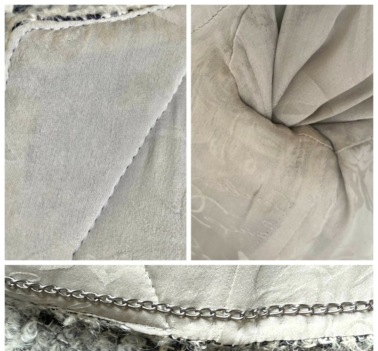 Chanel 10A Shanghai Shearling Tweed CC Grey Black Jacket Coat FR 36
