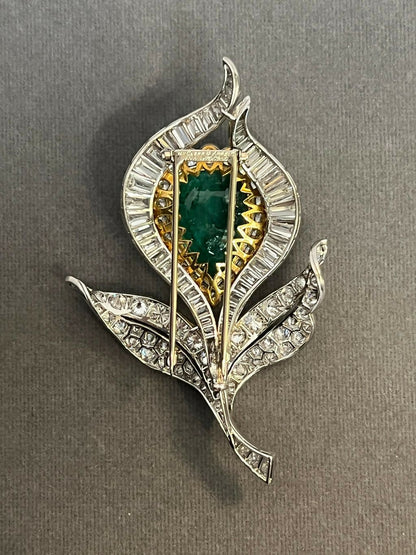 Van Cleef and Arpels Emerald and Diamond Floral Brooch