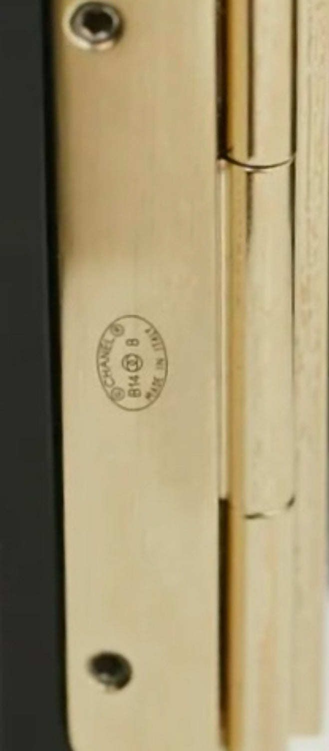 Chanel Iconic 14B Crystal & Pearl CC Wide Black Cuff Bracelet GHW