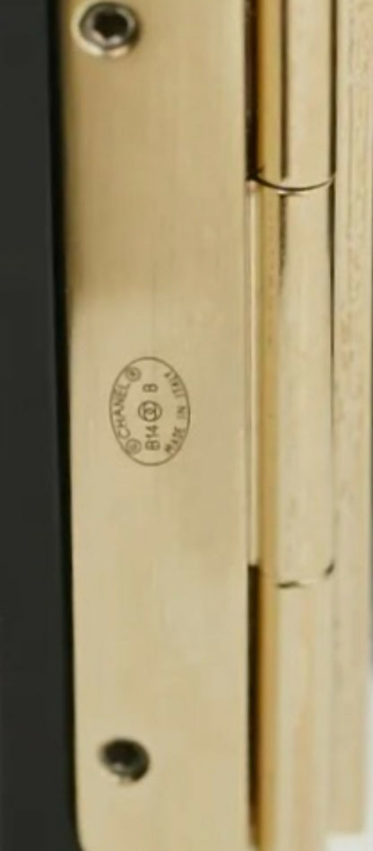 Chanel Iconic 14B Crystal & Pearl CC Wide Black Cuff Bracelet GHW