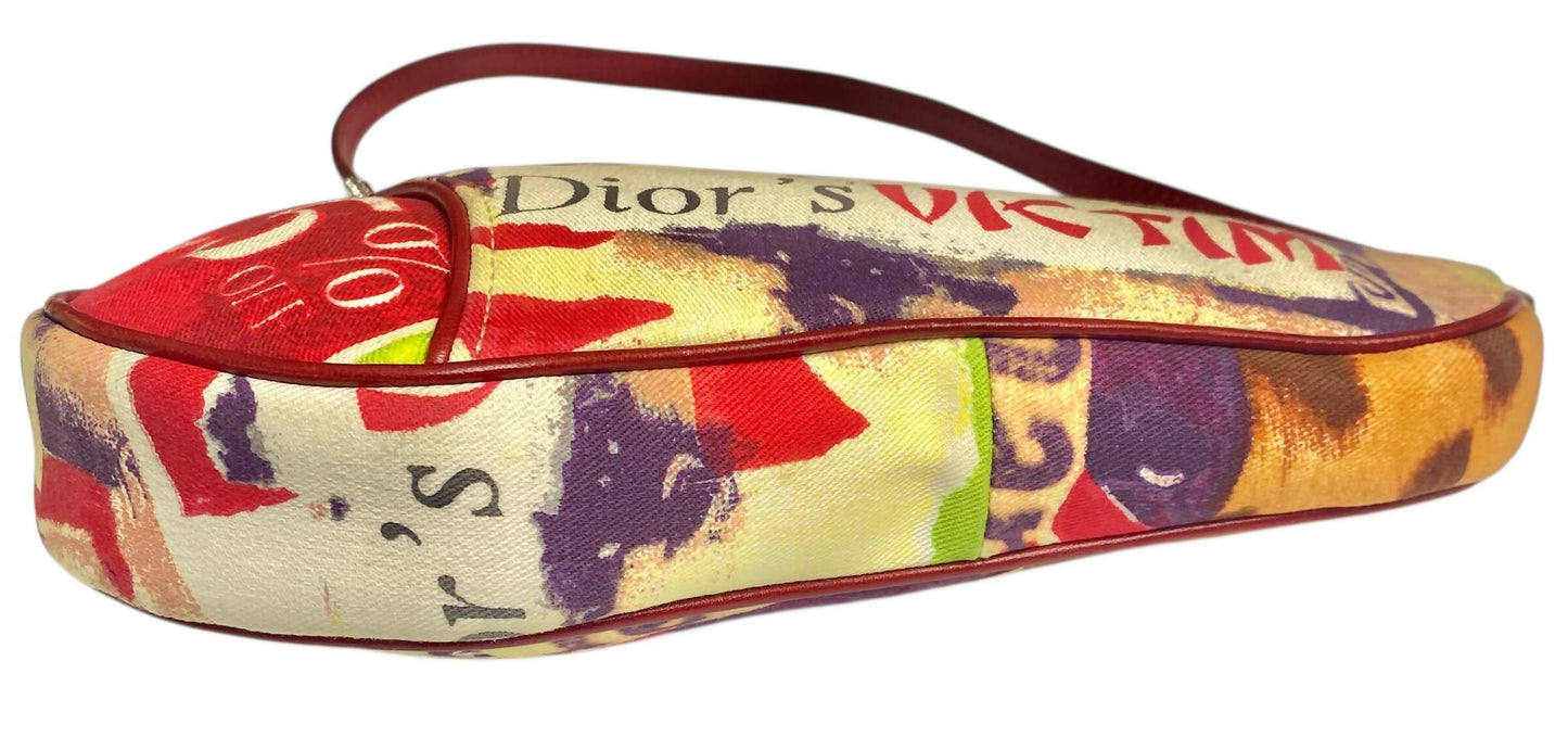 DIOR John Galliano Limited Edition Vintage Victim Crystal Small Saddle Bag