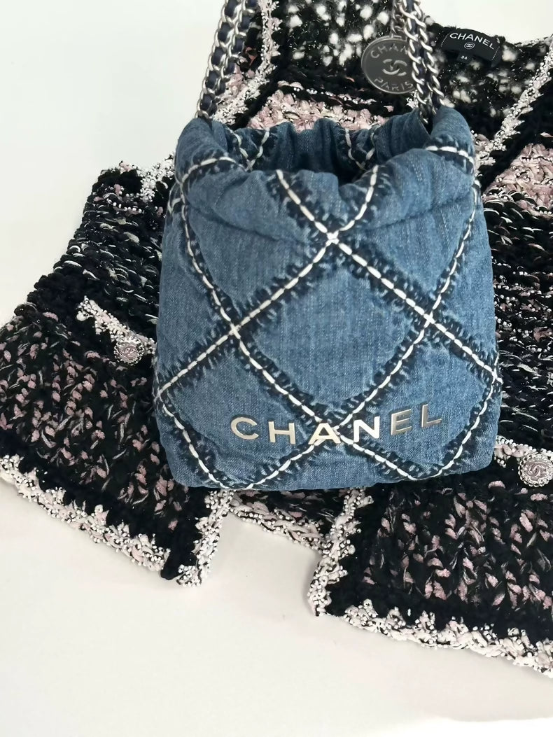 Chanel 24P 22bag mini quilted denim bag
