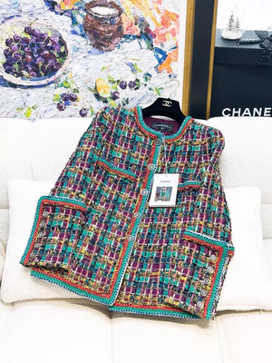 Chanel 2017 multicolour mosaic tweed jacket