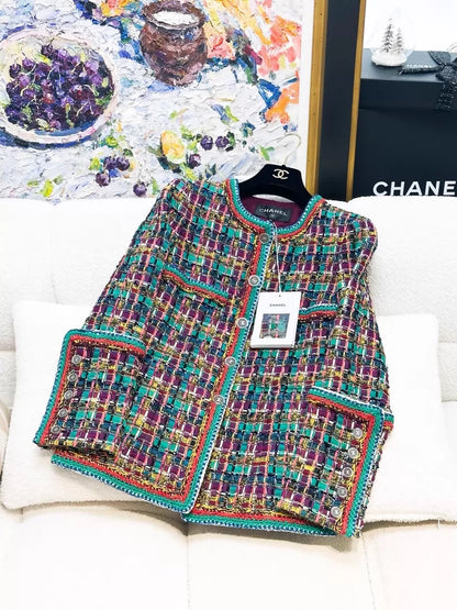 Chanel 2017 multicolour mosaic tweed jacket