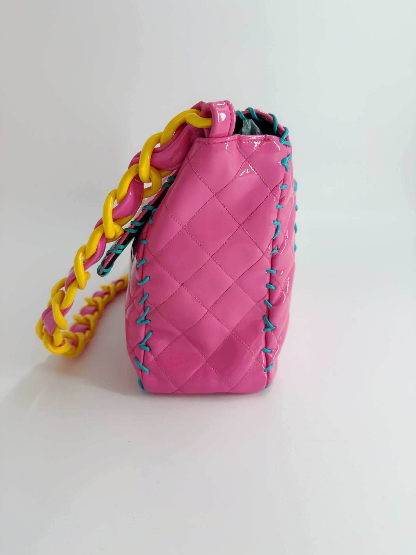 Chanel 1994 Vintage Pink Vinyl Jumbo Flap Bag