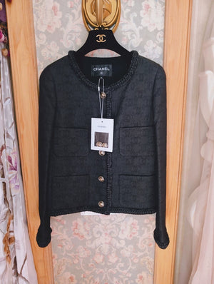 Chanel classic black embossed jacket