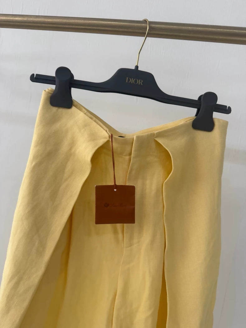 Loro Piana yellow linen pants