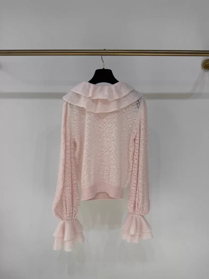 Chanel 25K Pink Lace Knit Top