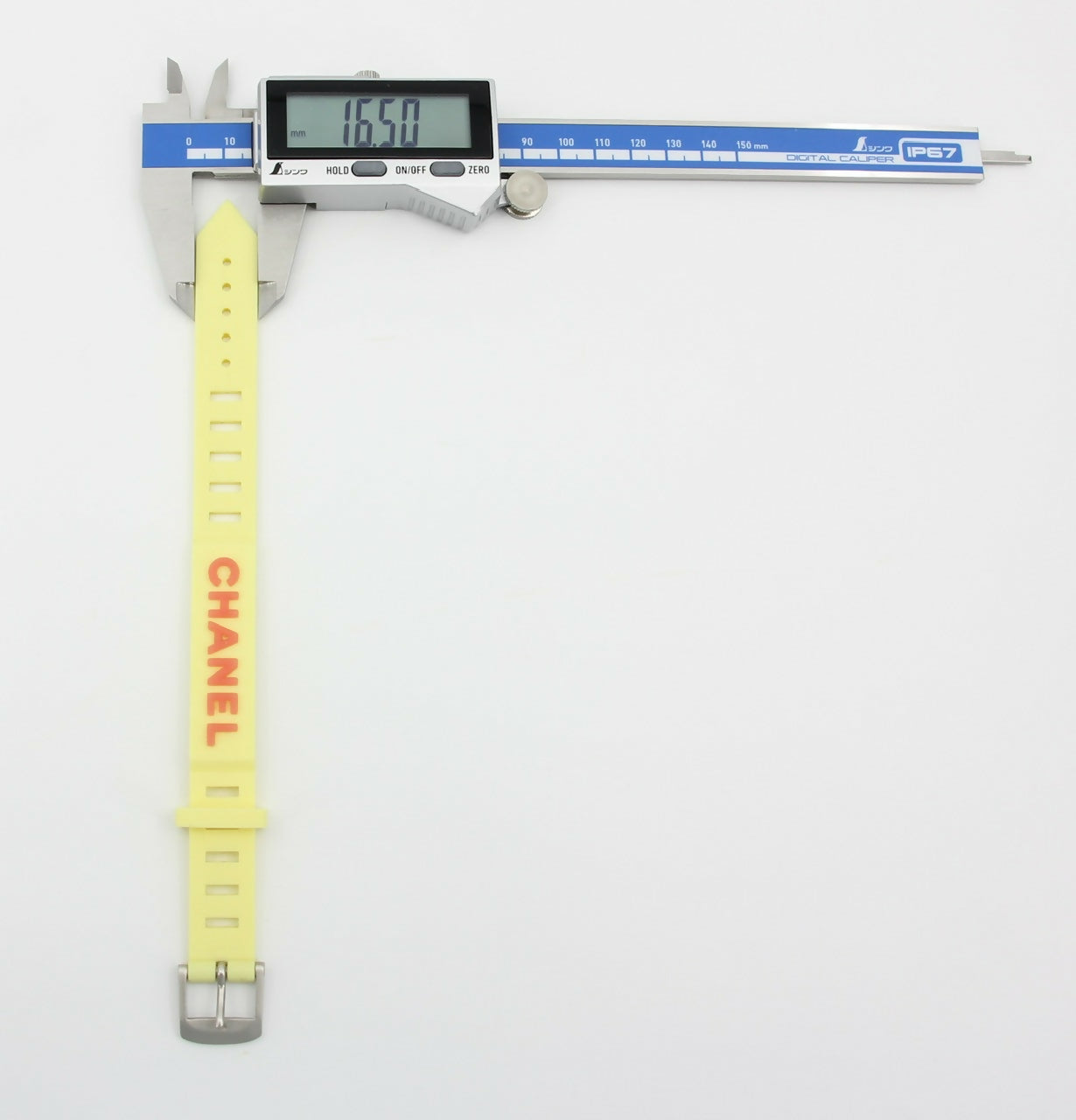 Chanel Vintage 99P Rubber Yellow with Orange Lettering Bracelet