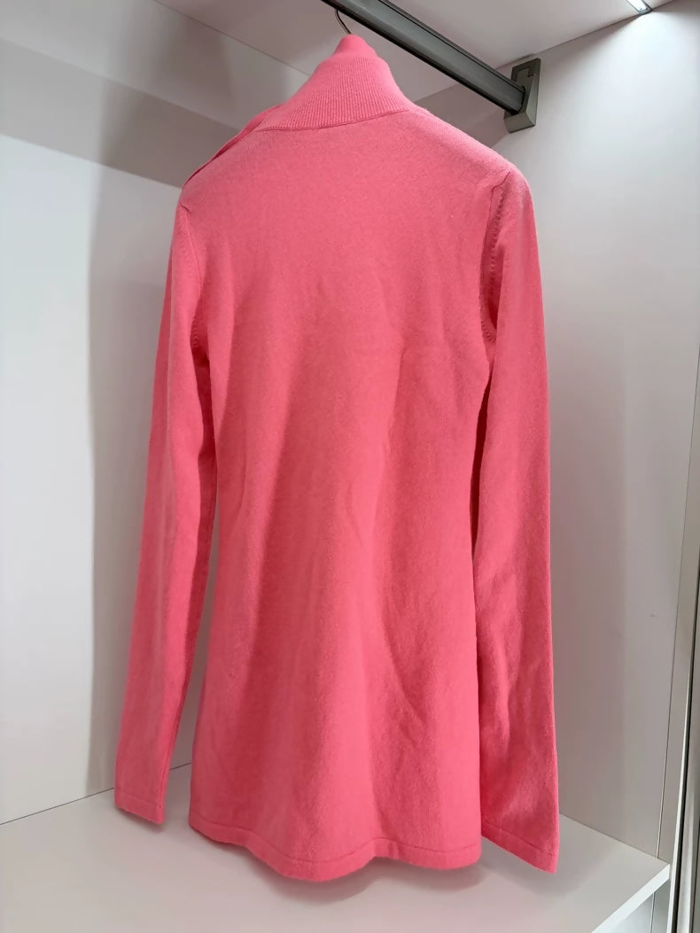 Chanel Watermelon Red Cashmere Turtleneck sweater