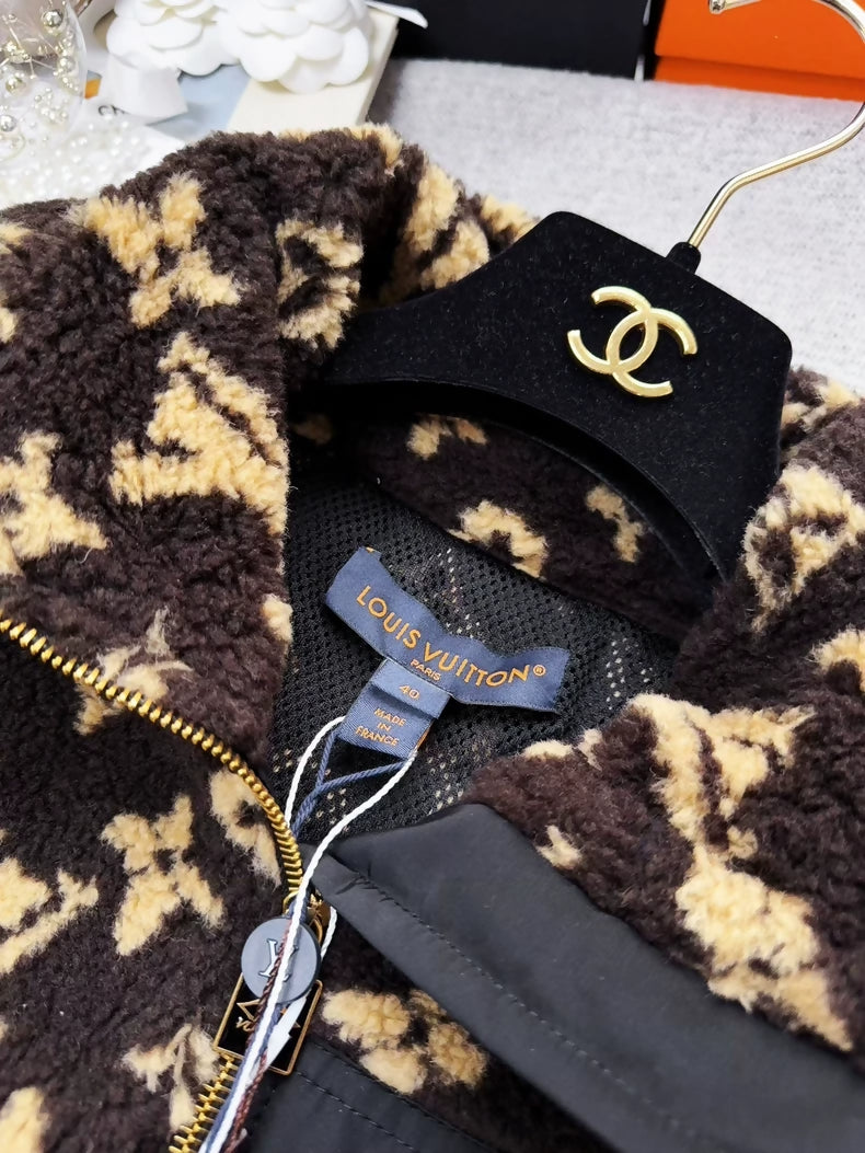 Louis Vuitton SS24 brown all-over logo monogram teddy bear down jacket