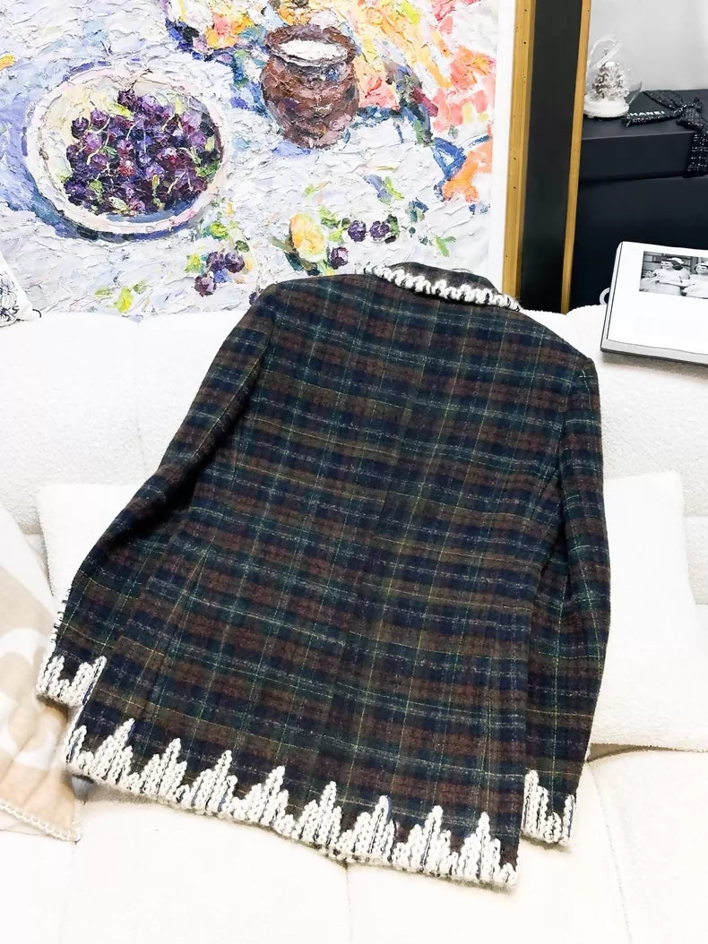 Chanel 19k green blue tweed jacket,