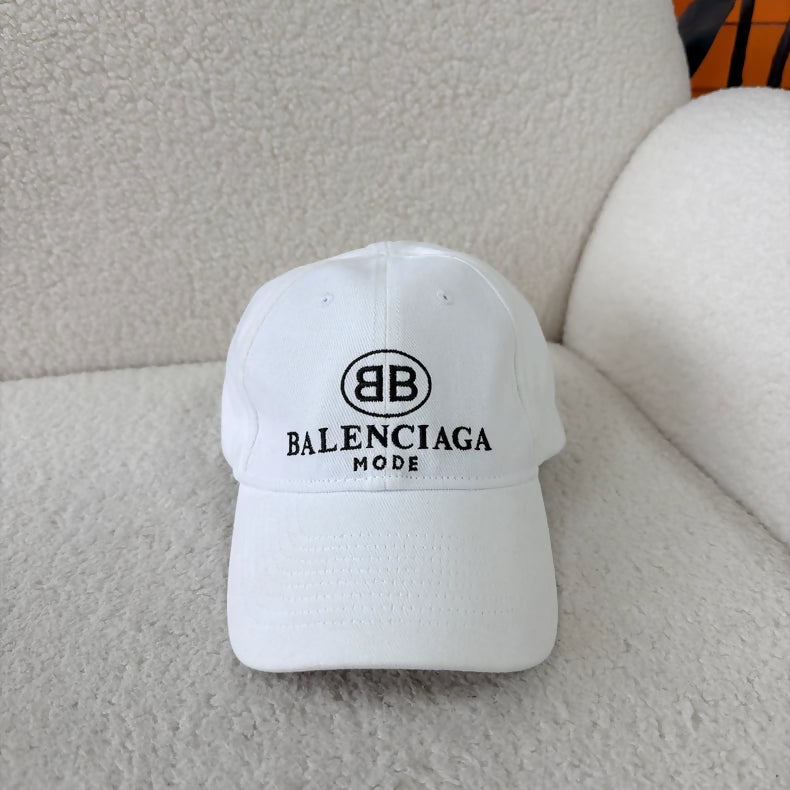 Balenciaga White Logo Embroidered Baseball Cap