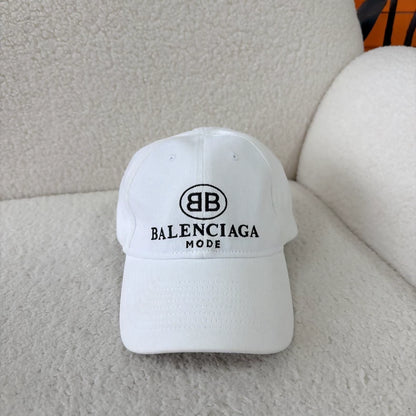 Balenciaga White Logo Embroidered Baseball Cap