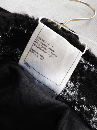 Chanel black and silver Damier tweed skirt
