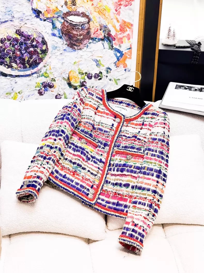 Chanel 2015 mixed-color mosaic tweed jacket