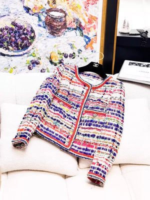 Chanel 2015 mixed-color mosaic tweed jacket
