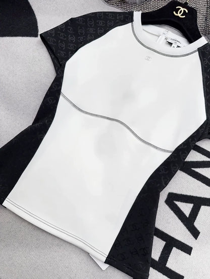 Chanel 24C black and white T-shirt