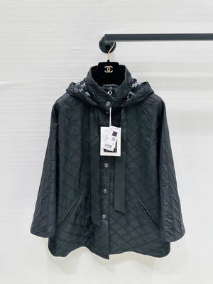 Chanel 25m new black cape hooded jacket